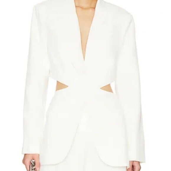 Revolve Bardot Full White Pantsuit, with Cutout Jacket